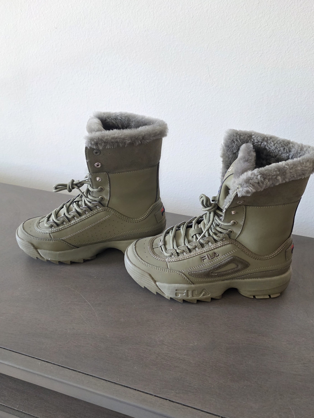 FILA Women's Olive Green Fur-Lined Winter Boots - Picture 2 of 8